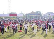 Semarakkan HUT RI ke-79, Pemkab OKU Timur Gelar Jalan Santai dan Senam Massal