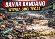 BANJIR BANDANG TERJANG WISATA GUCI TEGAL, FASILITAS PAMANDIAN AIR PANAS RUSAK PARAH