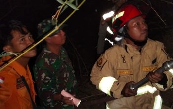 Babinsa Sampiran Bersama Petugas Gabungan Padamkan Kebakaran Lahan Kosong di Kecamatan Talun