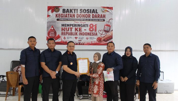 Lapas Muara Enim Gelar Bakti Sosial Donor Darah dalam Rangka Memperingati HUT ke-81 Republik Indonesia