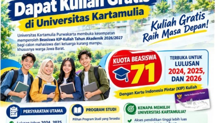 Untuk Warga Jawa Barat Desil 1–4, Dapat Kuliah Gratis di Universitas Kartamulia