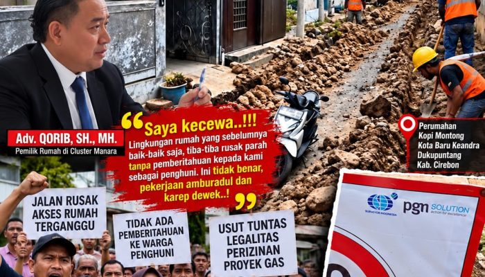 WARGA CLUSTER MANARA KECEWA PROYEK PIPA GAS DINILAI AMBURADUL, KETUM FORMASI CIREBON ADV. QORIB DESAK APH USUT TUNTAS!